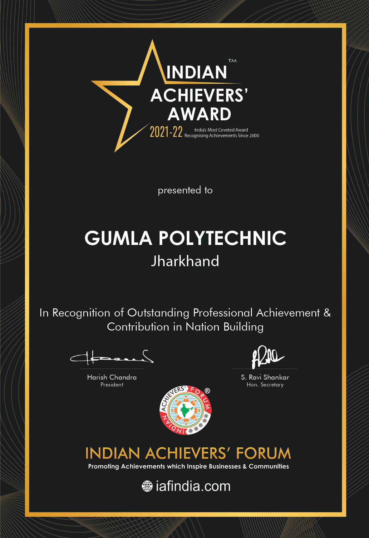 gumla polytechnic Award